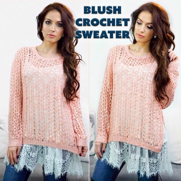ValMarie Sweaters - Blush Crochet Sweater